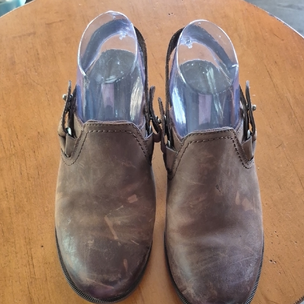 Teva Brown Leather Foxy Slingback Clogs. Sz 9